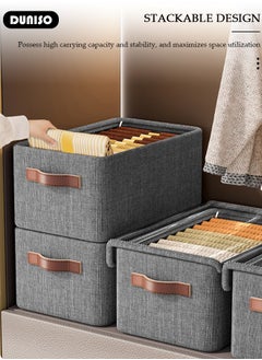 DUNISO 2 pcs Foldable Closet Storage Organizer,Wardrobe Clothes Organizer with Steel Ring Support, Washable Closet Storage Boxes with Carrying Handles,Home Bedroom Office Cupboard Storage Basket & Storage Bins for Clothes,Jeans,Pants,Sweaters,Dress,Toys  - Image 2