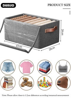 DUNISO 2 pcs Foldable Closet Storage Organizer,Wardrobe Clothes Organizer with Steel Ring Support, Washable Closet Storage Boxes with Carrying Handles,Home Bedroom Office Cupboard Storage Basket & Storage Bins for Clothes,Jeans,Pants,Sweaters,Dress,Toys  - Image 4