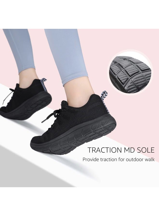 SIGHTLING Womens Sneakers Ultra Lightweight Breathable Mesh Athletic Walking Shoes All Black, 9 M US - Image 4