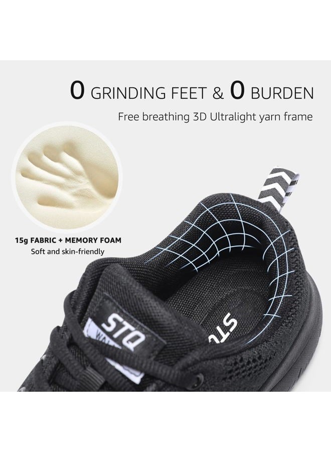 SIGHTLING Womens Sneakers Ultra Lightweight Breathable Mesh Athletic Walking Shoes All Black, 9 M US - Image 5