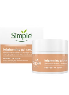 simple Glow Brightening Gel Face Cream Facial Moisturiser With Antioxidant Vitamins C & E And Ginger Root For A Radiant Glow 50 ml  - Image 2