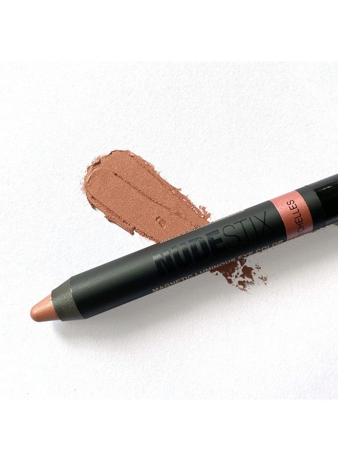 NUDESTIX قلم ظل عيون لامع مغناطيسي + كحل + برايمر جفون + قلم هايلايتر بلمسة ساتان مكياج طويل الأمد مقاوم للماء لون: بينك سيشيلز - Image 4