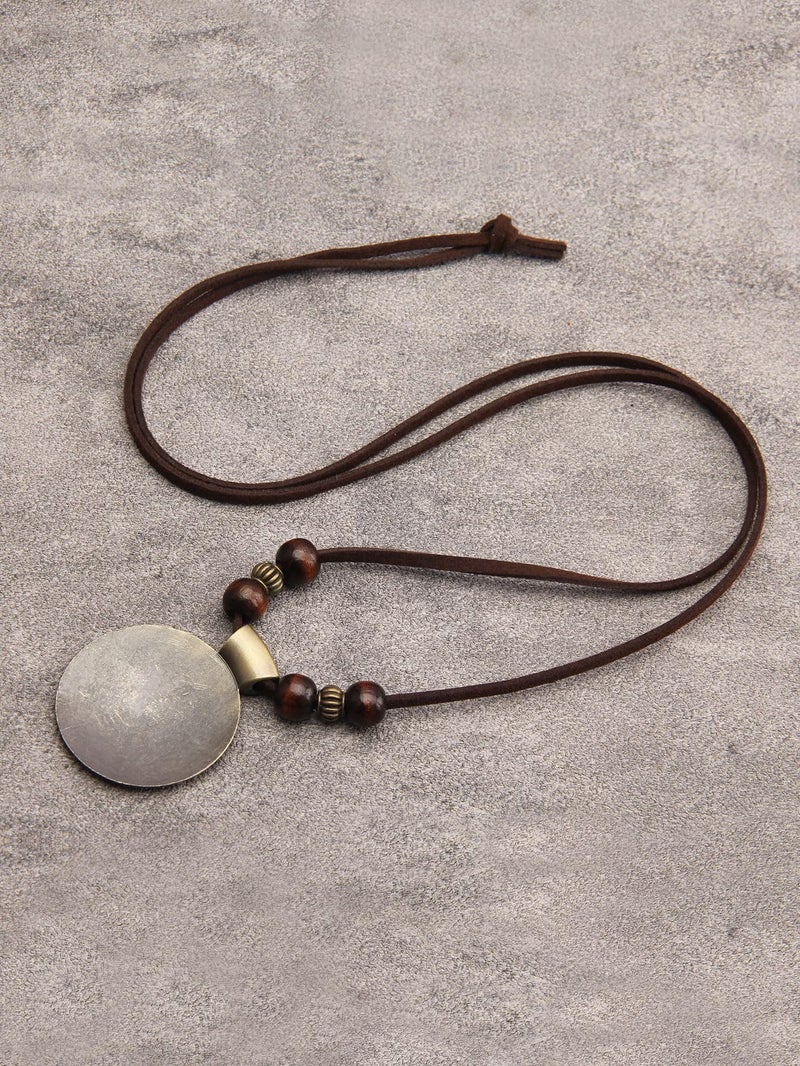 Bjesinmo Vintage Necklace Wooden Pendant Long Necklaces for Women Boho Ethnic Style Choker Handmade Jewelry Bohemian Necklaces for Women - Image 5