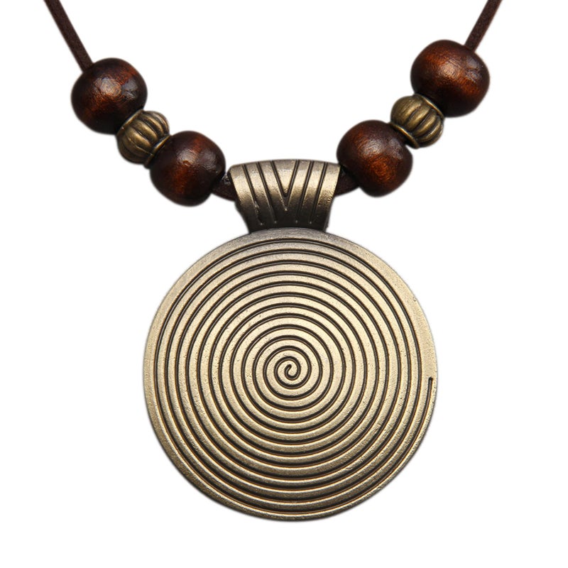 Bjesinmo Vintage Necklace Wooden Pendant Long Necklaces for Women Boho Ethnic Style Choker Handmade Jewelry Bohemian Necklaces for Women - Image 1