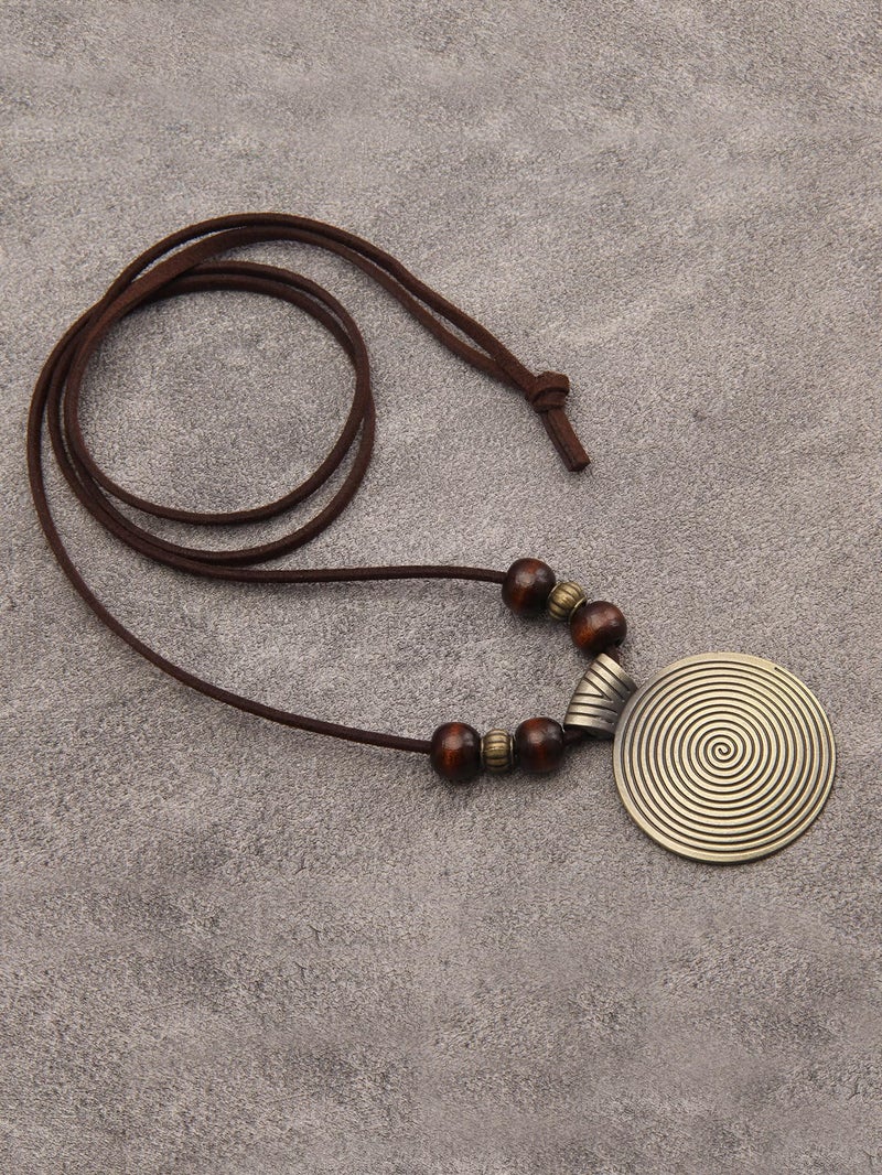 Bjesinmo Vintage Necklace Wooden Pendant Long Necklaces for Women Boho Ethnic Style Choker Handmade Jewelry Bohemian Necklaces for Women - Image 4