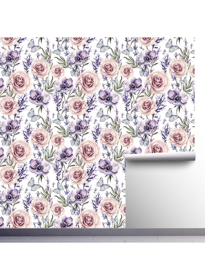 Bluejw Watercolor Lavender Rose Background Wallpaper Living Room Bedroom Wall Renovation Furniture Stickers Wallpaper RW012 - Image 5
