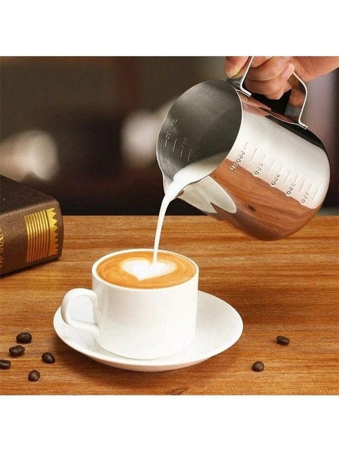 Stainless Steel Milk Frothing Pitcher For Latte, Cappuccino, Barista Tool (350Ml-Silver) - Image 2