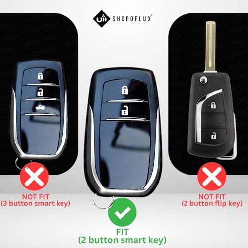 SHOPOFLUX TPU Key Cover Compatible with Toyota Innova Crysta | Hilux 2022 | Invicto Key Cover 2 Button Smart Key Only - Black (Black) - Image 2