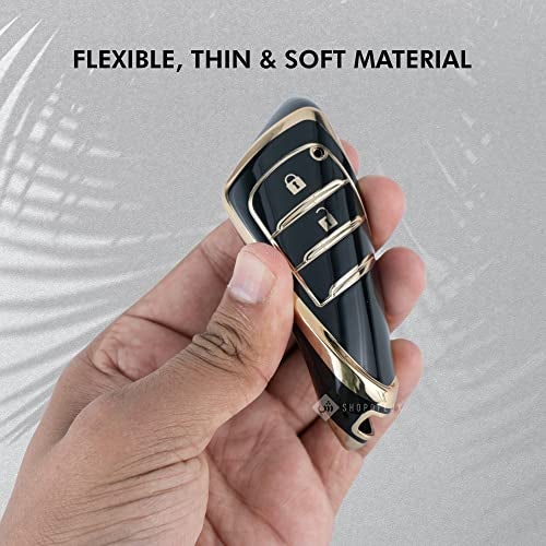 SHOPOFLUX TPU Key Cover Compatible with Toyota Innova Crysta | Hilux 2022 | Invicto Key Cover 2 Button Smart Key Only - Black (Black) - Image 5