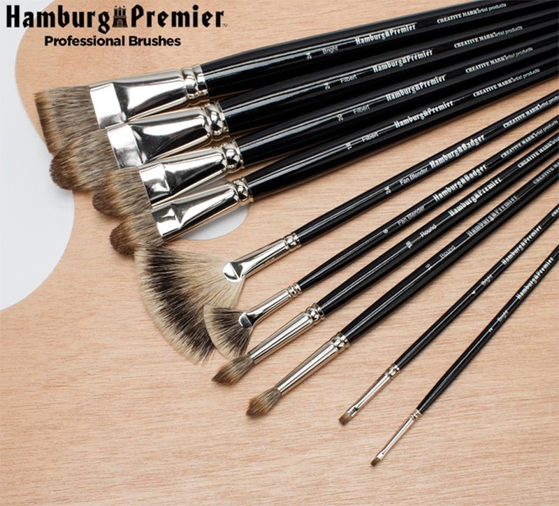 Creative Mark Hamburg Premiere Professional Oil Painting Brushes - Filbert #16 Oil Paint Brush - Handmade in Germany, Natural & Synthetic Hair Blend, Long Triple-Lacquered Birch Handle - Image 5