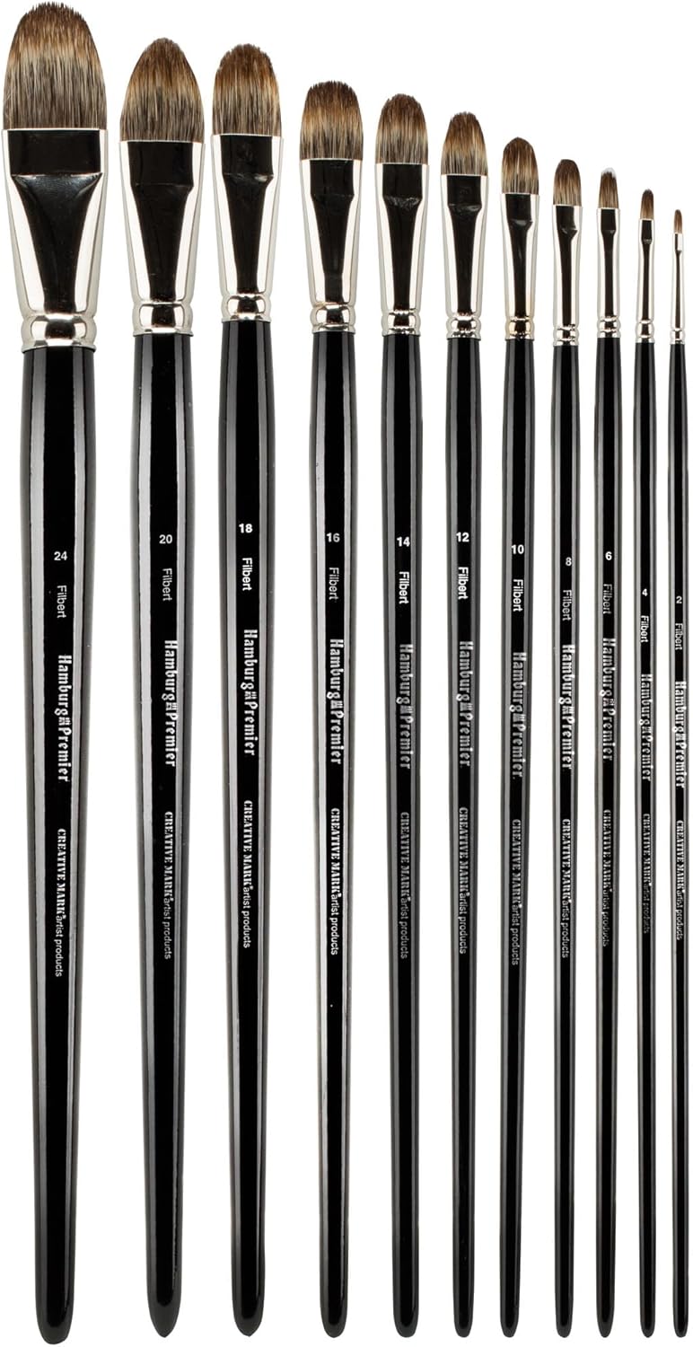 Creative Mark Hamburg Premiere Professional Oil Painting Brushes - Filbert #16 Oil Paint Brush - Handmade in Germany, Natural & Synthetic Hair Blend, Long Triple-Lacquered Birch Handle - Image 3
