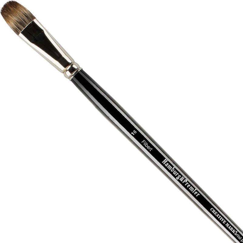 Creative Mark Hamburg Premiere Professional Oil Painting Brushes - Filbert #16 Oil Paint Brush - Handmade in Germany, Natural & Synthetic Hair Blend, Long Triple-Lacquered Birch Handle - Image 1