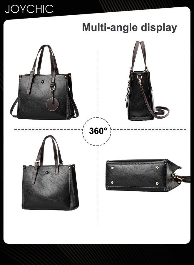 Joychic حقيبة يد نسائية عصرية ذات سعة كبيرة ومتعددة الجيوب للتنقل على الكتف حقيبة كروس للعمل المكتبي اليومي باللون الأسود - Image 5