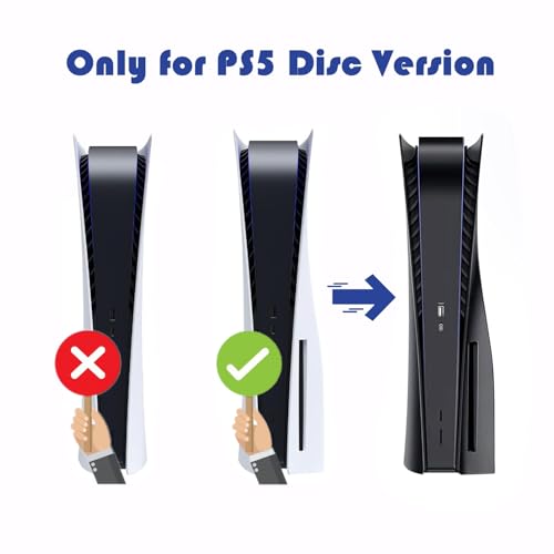 PEYANZ غطاء PEYANZ لجهاز PS5 (إصدار القرص)، غطاء، هيكل ABS، جلد مضاد للخدش، تبديد الحرارة، مقاوم للغبار، مع 2 غطاء سيليكون إضافي لوحدة التحكم - Image 2