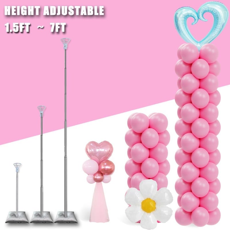 Decojoy Balloon Column Stand Set of 2, Adjustable 7 Feet Ballon Arch Stands with Bases for Floor, Tall Baloon Tower Pillar Assembly Kit for Halloween, Birthday, Party Decorations - Image 3