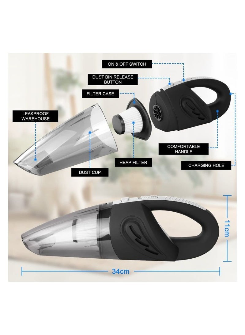 مكنسة سيارة لاسلكية عالية القوة 120 واط – محمولة قابلة للشحن للاستخدام الجاف والرطب مع شحن USB - Image 4