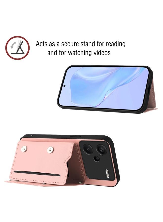 S-TOP Case For Redmi Note 13 Pro+ Skin Feel Four Card Slots Phone Case with Wrist Strap - Image 4