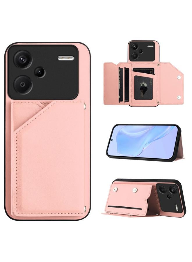 S-TOP Case For Redmi Note 13 Pro+ Skin Feel Four Card Slots Phone Case with Wrist Strap - Image 1