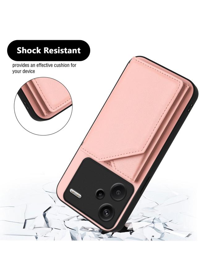 S-TOP Case For Redmi Note 13 Pro+ Skin Feel Four Card Slots Phone Case with Wrist Strap - Image 3