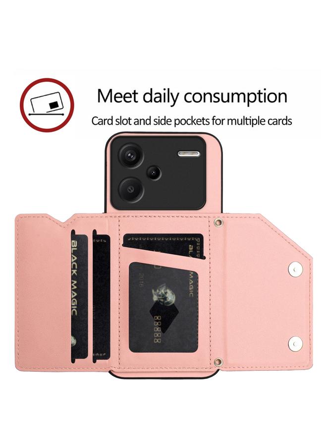 S-TOP Case For Redmi Note 13 Pro+ Skin Feel Four Card Slots Phone Case with Wrist Strap - Image 5