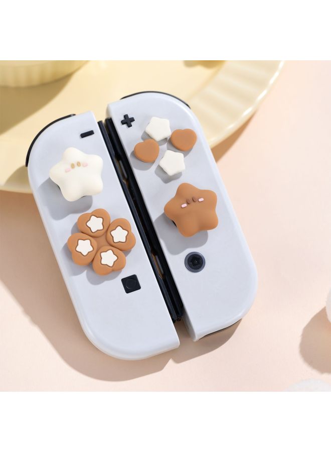 Nintendo Switch Rocker Cap Cross Button Sticker Star Peach Baby Ns Handle Silicone Rocker Set Fit Oled-Product Color:Star Peach Baby Button Sticker Set-brown  - Image 5