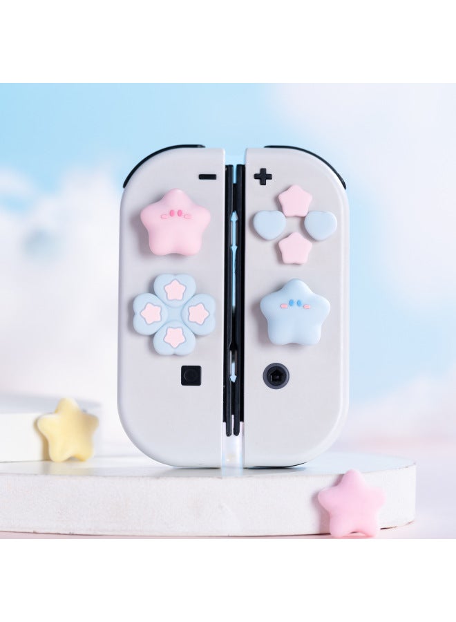 Nintendo Switch Rocker Cap Cross Button Sticker Star Peach Baby Ns Handle Silicone Rocker Set Fit Oled-Product Color:Star Peach Baby Button Sticker Set-brown  - Image 4