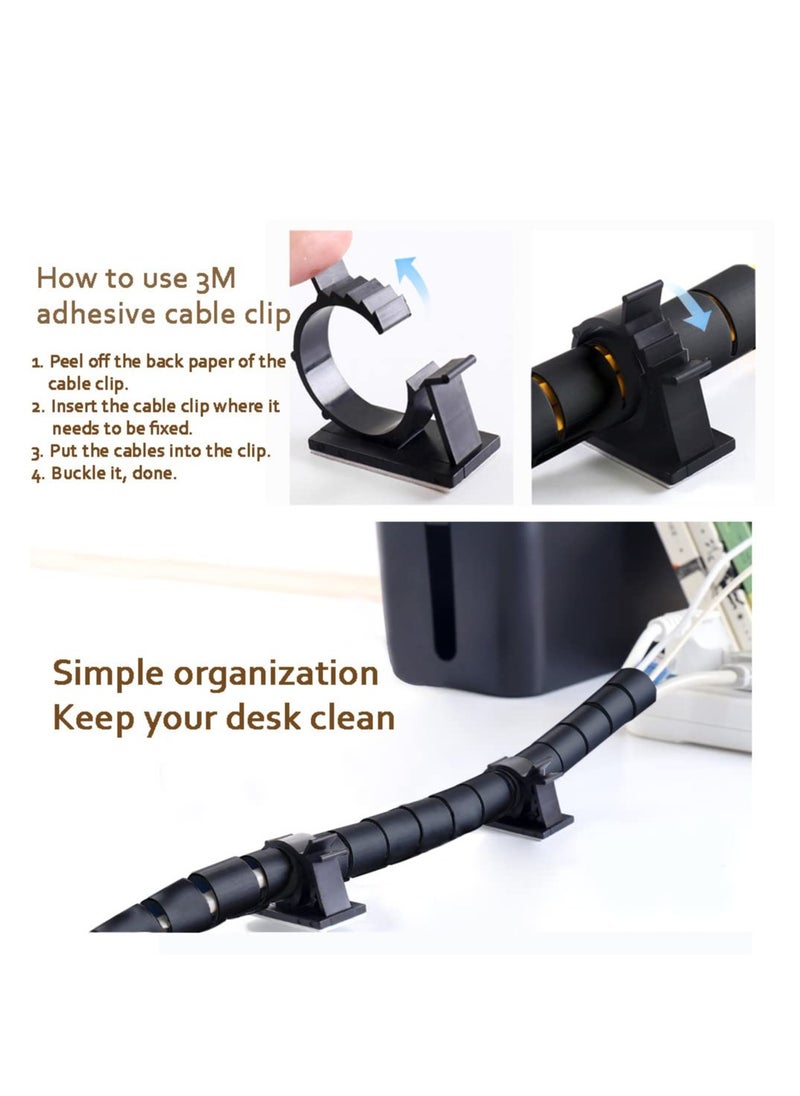 SYOSI - PC Cable Management Sleeve Tube Desk Cord Organizer Cover Wrap Easy to Install Messy Wire Solution for TV Office Computer, Pet Chew and Bite Proof Cable Protector 2 PCS Black - Image 1