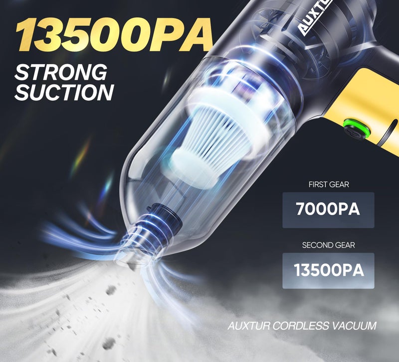 AUXTUR Portable Handheld Vacuum - Cordless Car Cleaner 3 in 1 High Power - Brushless Motor 15000PA,Super Suction Vacuum with 40 Minutes Endurance for Car and Home - Image 2
