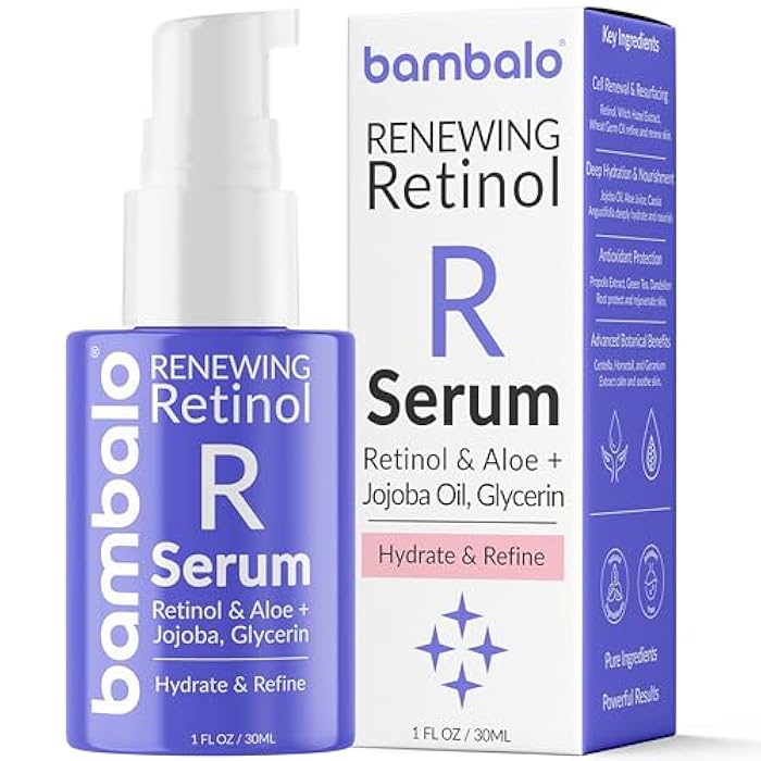 Bambalo Retinol Face Serum - With Witch Hazel, Jojoba Oil, Aloe Vera, Propolis, Vitamin E & Botanical Extracts - Smooth Texture & Hydrate Skin - 1 FL OZ / 30ML - Image 1