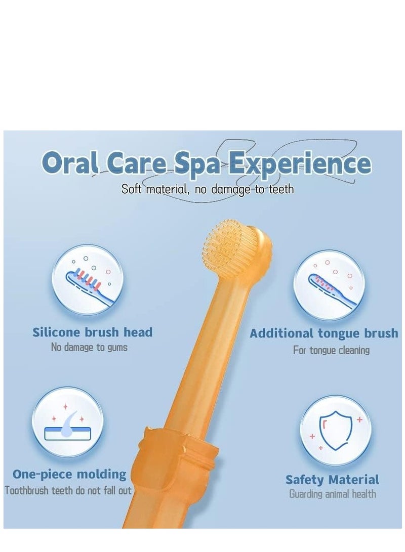 4 Pack Kit Dog Toothbrush Pet Silicone Toothbrush Cat Tooth Brushing Kit with Storage Cup 360° Doggie Kitten Toothbrush Tongue Cleaning Brush Dental Care for Small Pets Ferret Dutch Pigs - Image 4