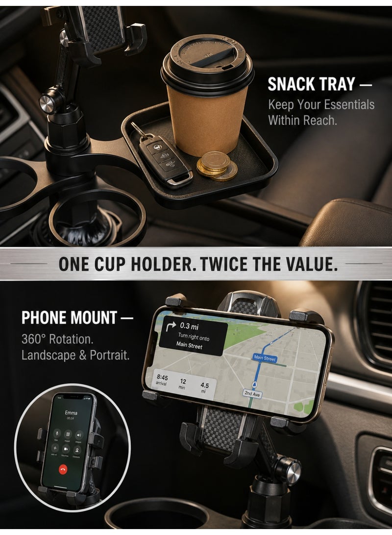 Multi-functional Car Phone Holder with Food Tray & Cup Holder (2-in-1) - Image 2