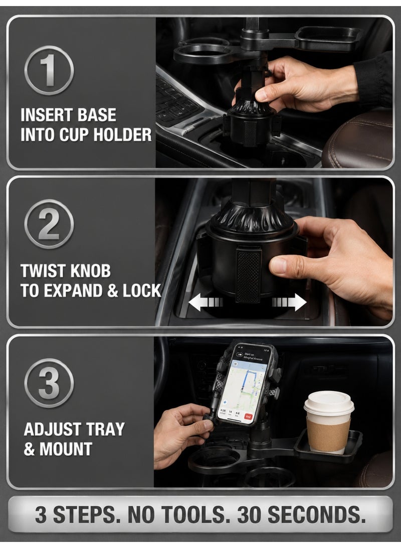 Multi-functional Car Phone Holder with Food Tray & Cup Holder (2-in-1) - Image 3