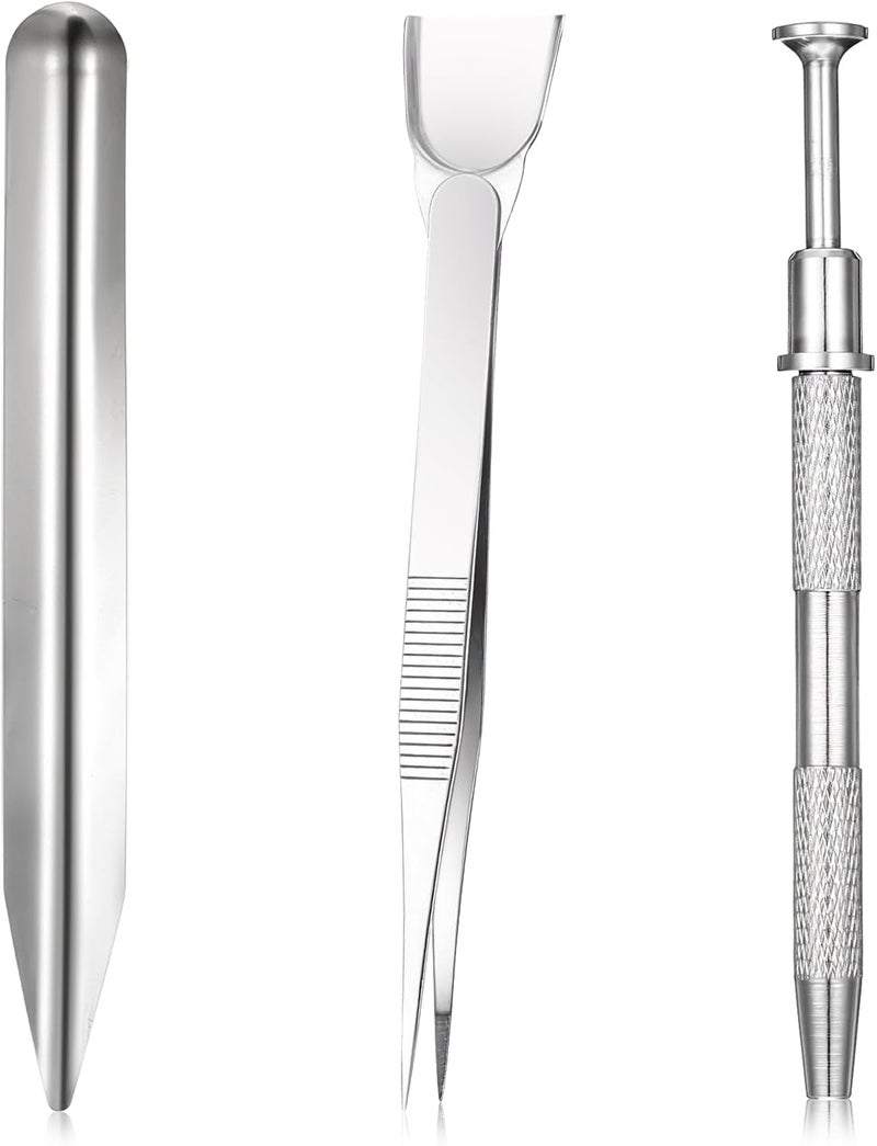 Alrhso Jewelry Bead Scoop 4 Claw Sprinkle Pen For Cake Decorating 4 Claws Jeweler's Pick Up Tool Diamond Claw Tweezers For Cookie Cupcake Decoration Cake Decorating, Stainless Steel Jewelry Bead Shovel - Image 1