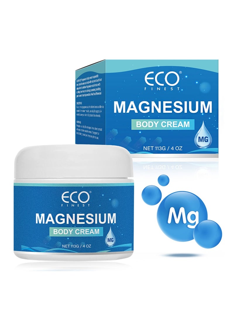 ECO finest Magnesium Body Cream for Sleep，Leg Cramps & Muscle Recovery ， Extra Strength，Arnica，Shea Butter & Lavender Oil，Fast Absorbing（4oz/113g） - Image 1