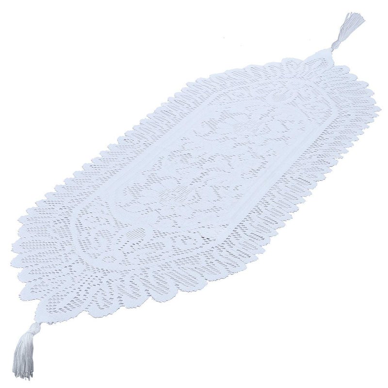 mookaitedecor Lace Table Runner for Wedding Party Coffee Table Decor White 13 x 35 Inch