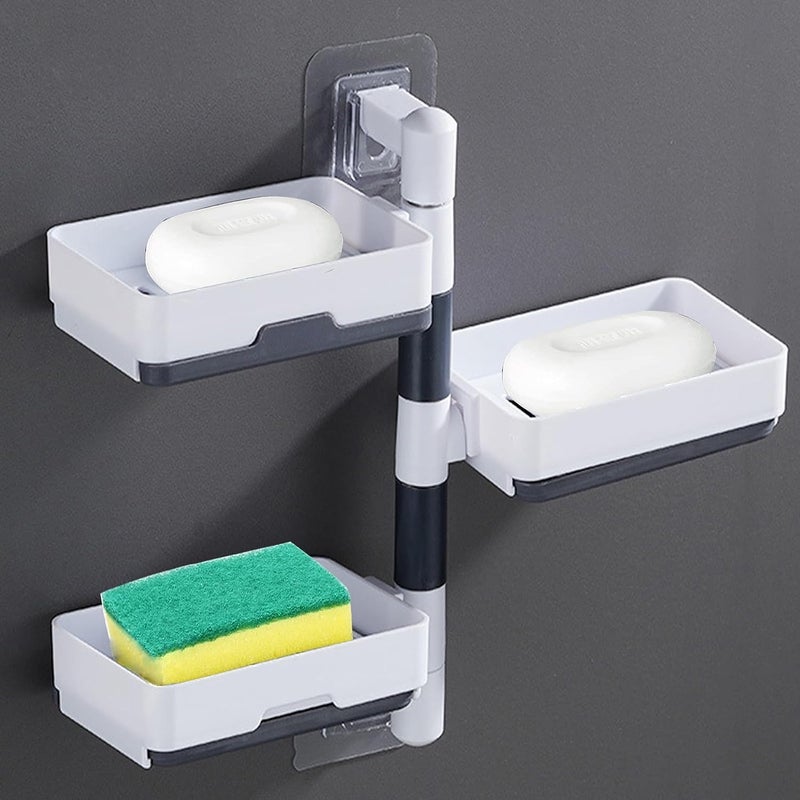 3 Layer Soap Holder for Bathroom and KitchenSoap Holder Saver Box Storage Wall Mounted Rotatable Soap Holder SelfAdhesive  - Image 1