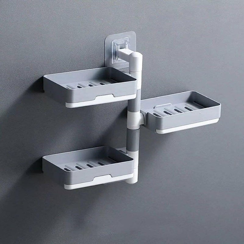 3 Layer Soap Holder for Bathroom and KitchenSoap Holder Saver Box Storage Wall Mounted Rotatable Soap Holder SelfAdhesive  - Image 4