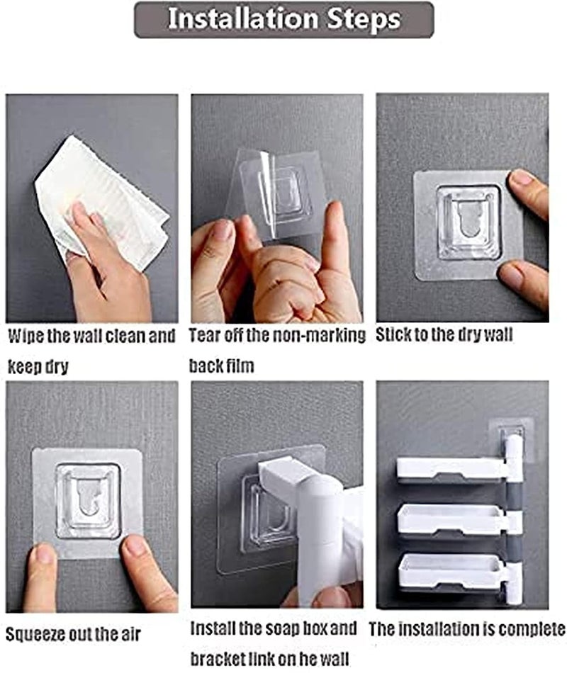 3 Layer Soap Holder for Bathroom and KitchenSoap Holder Saver Box Storage Wall Mounted Rotatable Soap Holder SelfAdhesive  - Image 2