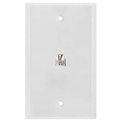 Cmple - Single RJ11 Connector with 6 Conductors Phone Wall Plate Jack 6P6C Telephone Single Jack Wallplate with Screws - Image 4
