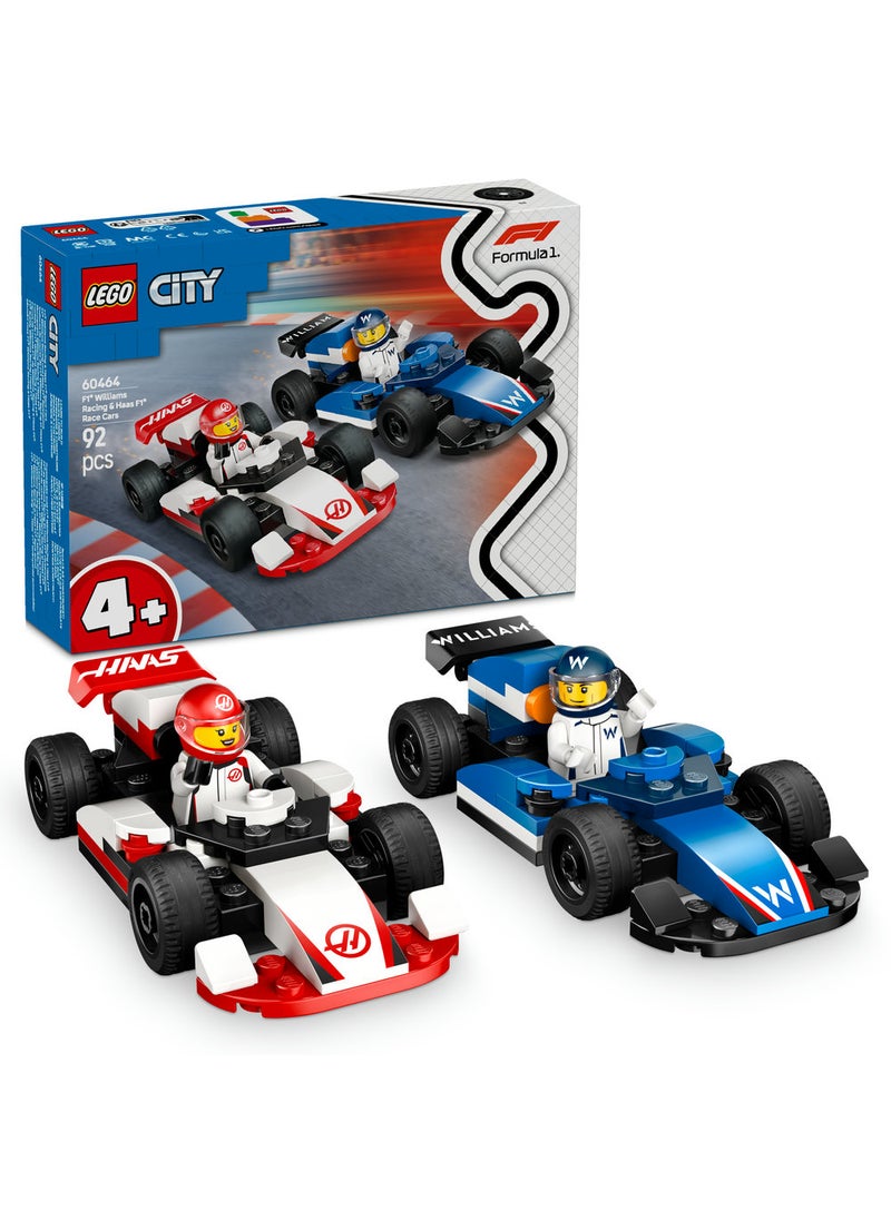 LEGO City F1® Williams Racing & Haas F1® Race Cars Vehicle Toy Set 60464 (92) Pieces  - Image 1