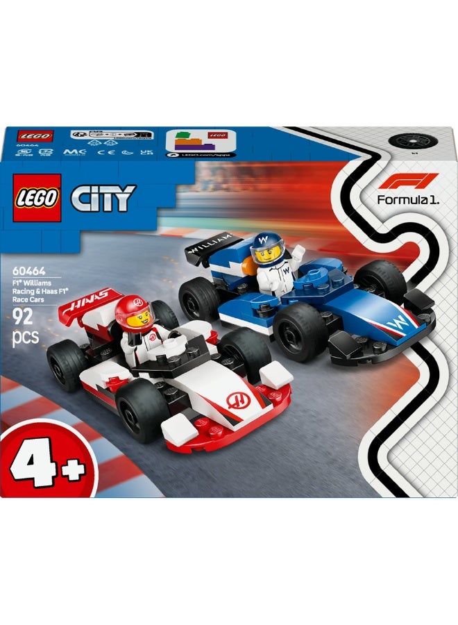 LEGO City F1® Williams Racing & Haas F1® Race Cars Vehicle Toy Set 60464 (92) Pieces  - Image 2