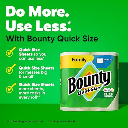 Bounty Paper Towels Quick Size, White, 16 Family Rolls = 40 Regular Rolls - Image 3