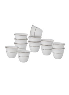 Elegant A set of silver and white porcelain Arabic coffee cups, 12 pieces  - Image 1