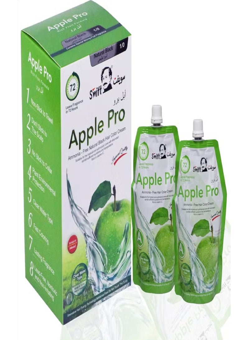 سويفت صبغة شعر أبل برو غراي كوفرج، كريم لون شعر أسود طبيعي 500X2 مل (أسود طبيعي) - Image 1