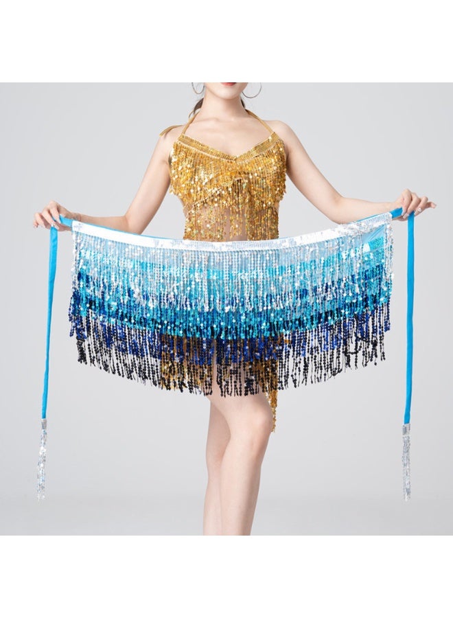 تنورة نسائية من الترتر اللامع تنورة رقص شرقي متلألئة تنانير رقص شرقي وشاح الورك شرابة تنانير حفلات تنكرية - Image 2