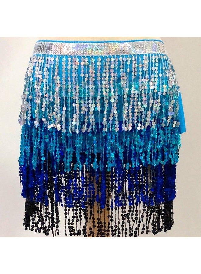 تنورة نسائية من الترتر اللامع تنورة رقص شرقي متلألئة تنانير رقص شرقي وشاح الورك شرابة تنانير حفلات تنكرية - Image 5