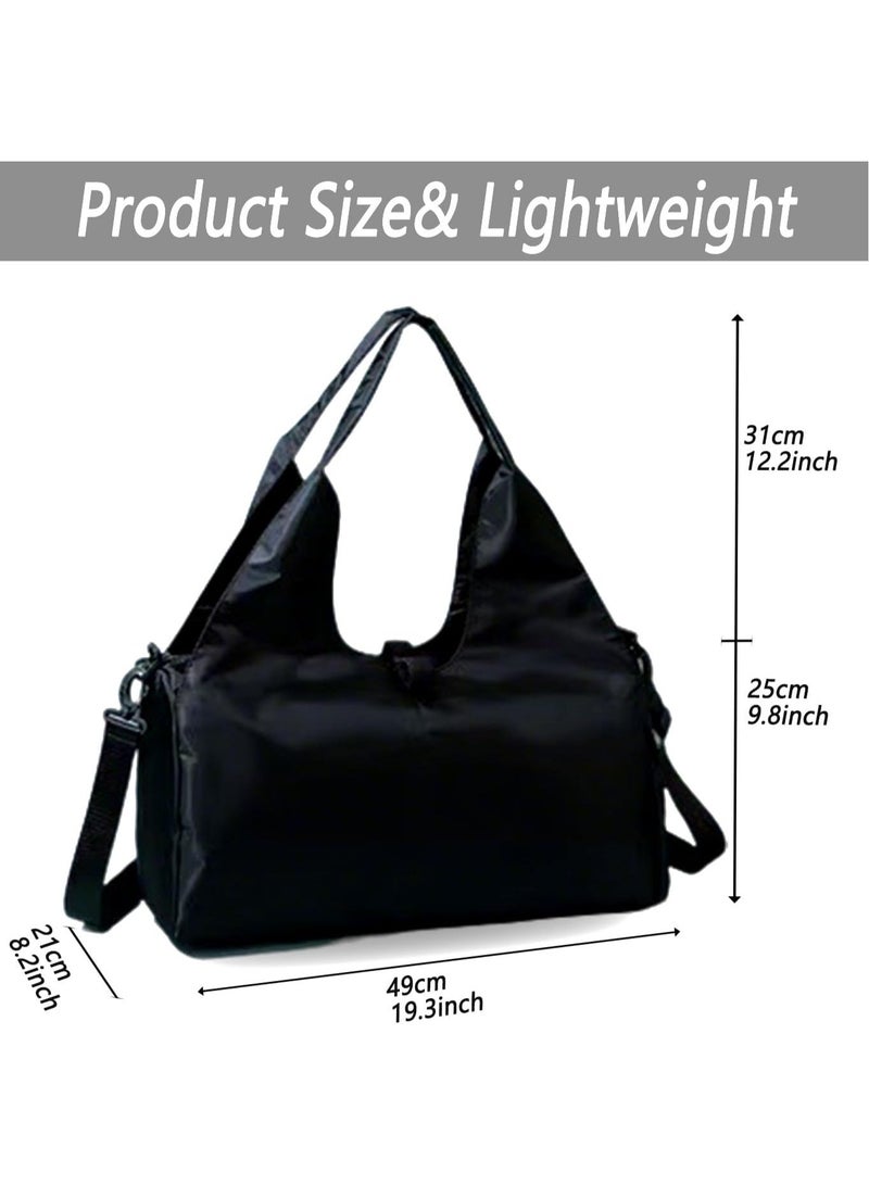 Black Gym Bag with Yoga Mat Holder, Shoe Compartment & Wet/Dry Pockets - Travel Duffel Sports Bag - Image 2