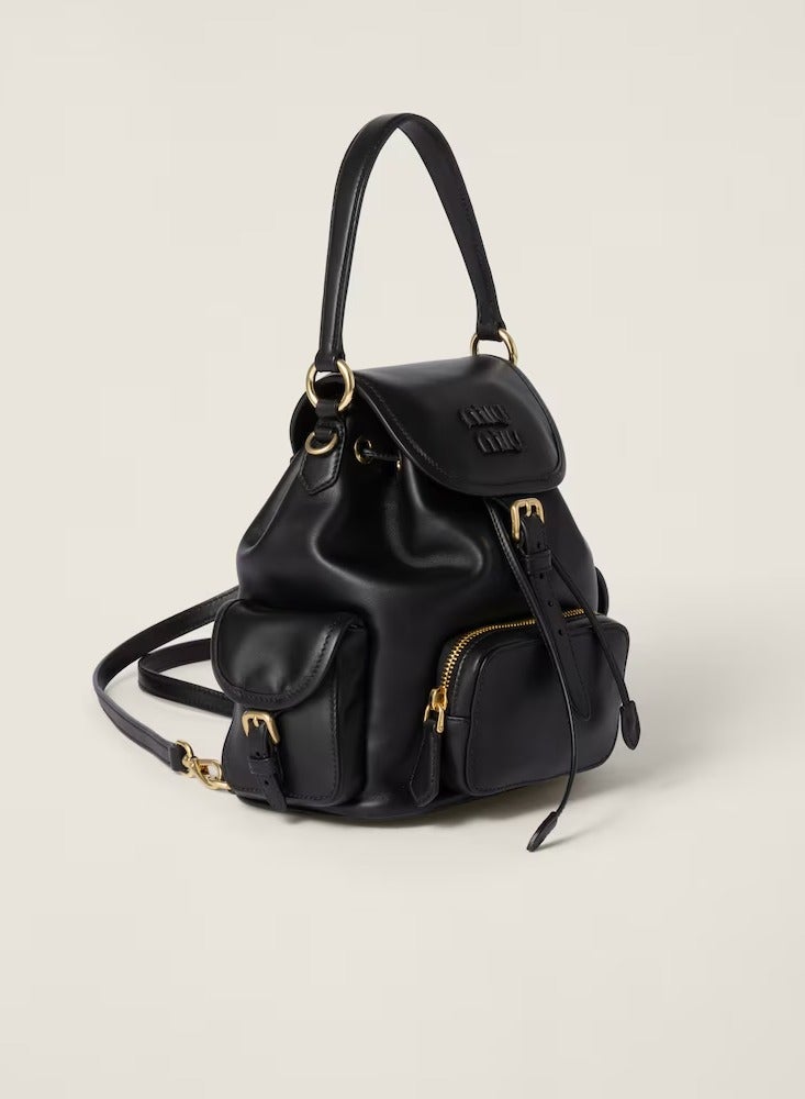 مياو مياو حقيبة ظهر جلدية بشعار مكتوب - Image 2