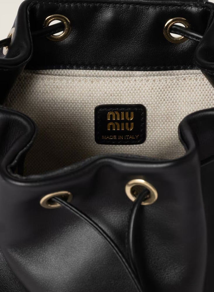 مياو مياو حقيبة ظهر جلدية بشعار مكتوب - Image 4