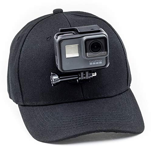 Digicharge Black Baseball Cap with Action Cam Mount – Compatible with GoPro Lit Hero 13 12 11 10 Max2, DJI Osmo Action, Akaso & More – Hands-Free Filming Hat for Sports, YouTubers & Outdoor Adventures - Image 1